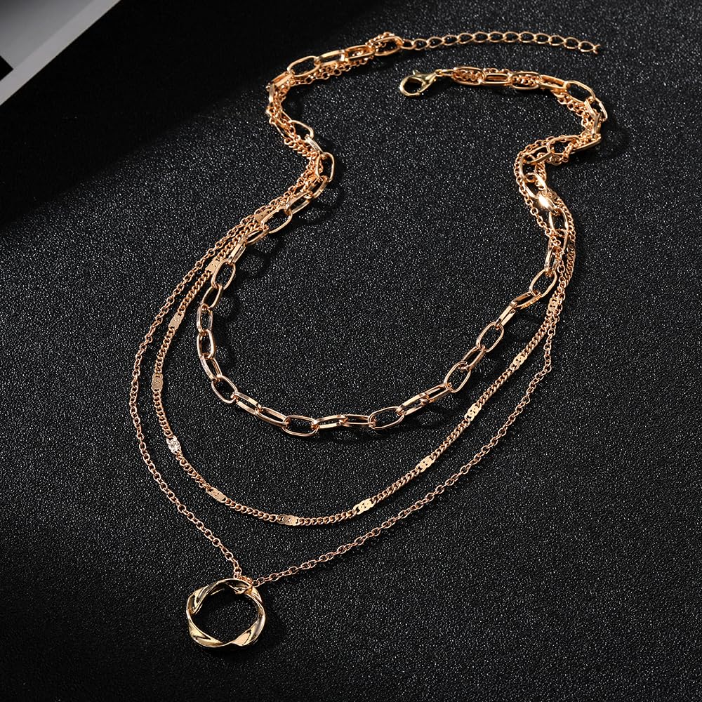Mobius Strip Pendant Fine Chain Necklace For Women Multilayer Gold